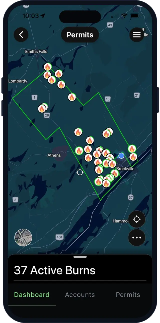 Burn permit administration dashboard