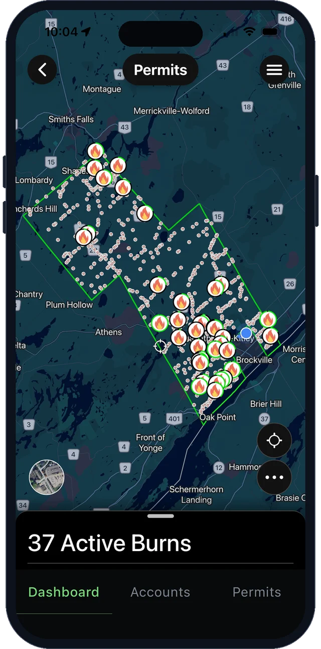 Who's Responding admin app — real-time burn map with every permitted property